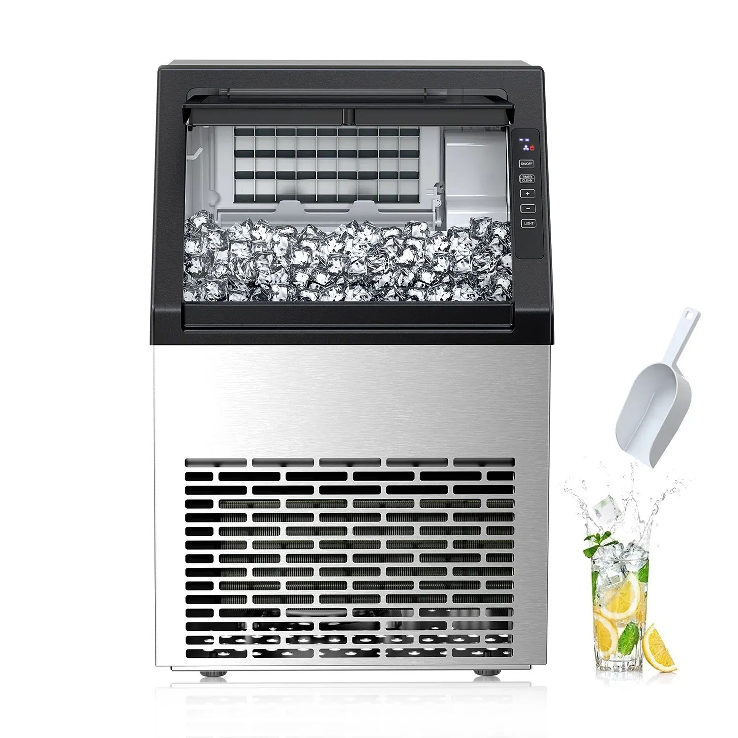 Antarctic Star 22-lb Ice Storage 80-lb Ice Per day Cubed Ice Maker ( Stainless Steel ) | 58036RCI0-STEEL | Lowe's
