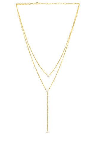 SHASHI Solitaire Layered Lariat in Gold from Revolve.com | Revolve Clothing (Global)