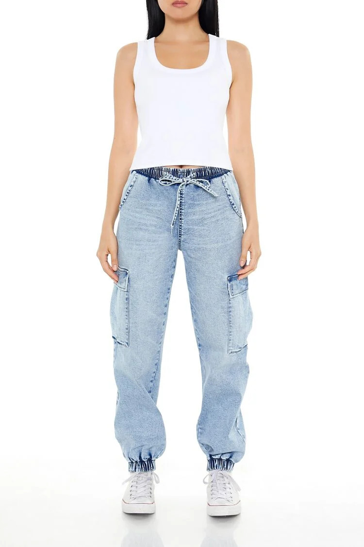 Drawstring Denim Joggers | Forever 21
