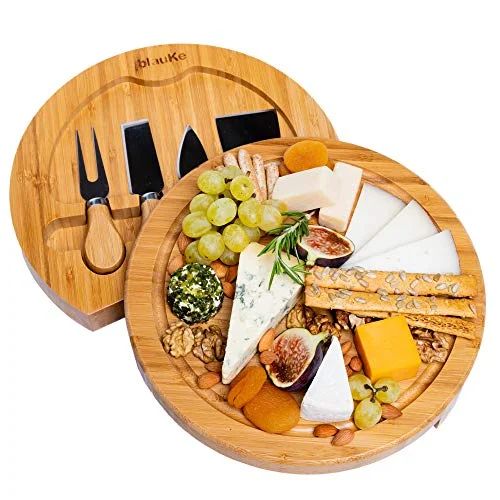 Bamboo Cheese Board With Cutlery Set - Bamboo Cheese Board Set With Slide Out Drawer - Bamboo Che... | Walmart (US)