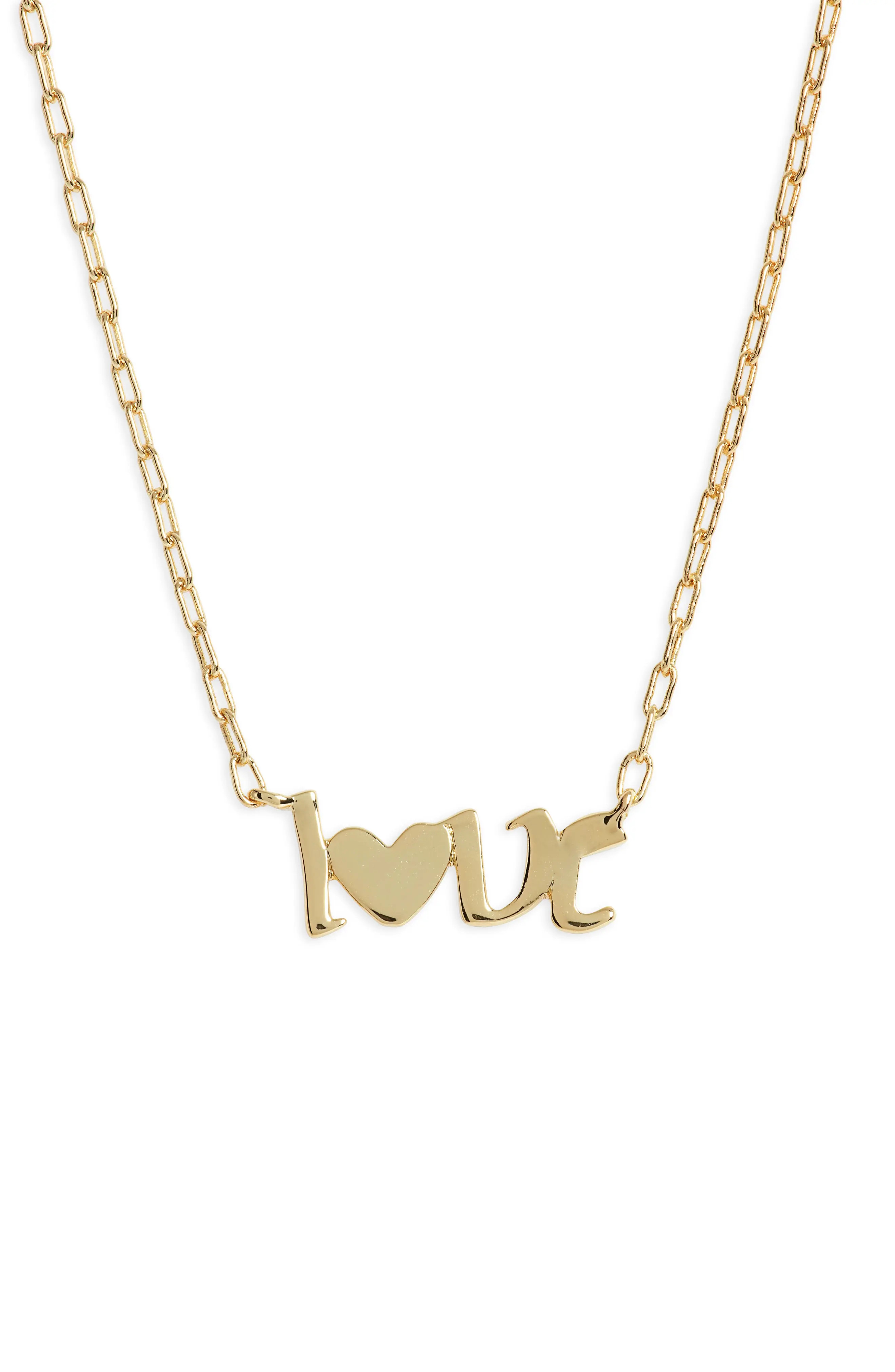 gorjana Love Script Pendant Necklace in Gold at Nordstrom | Nordstrom