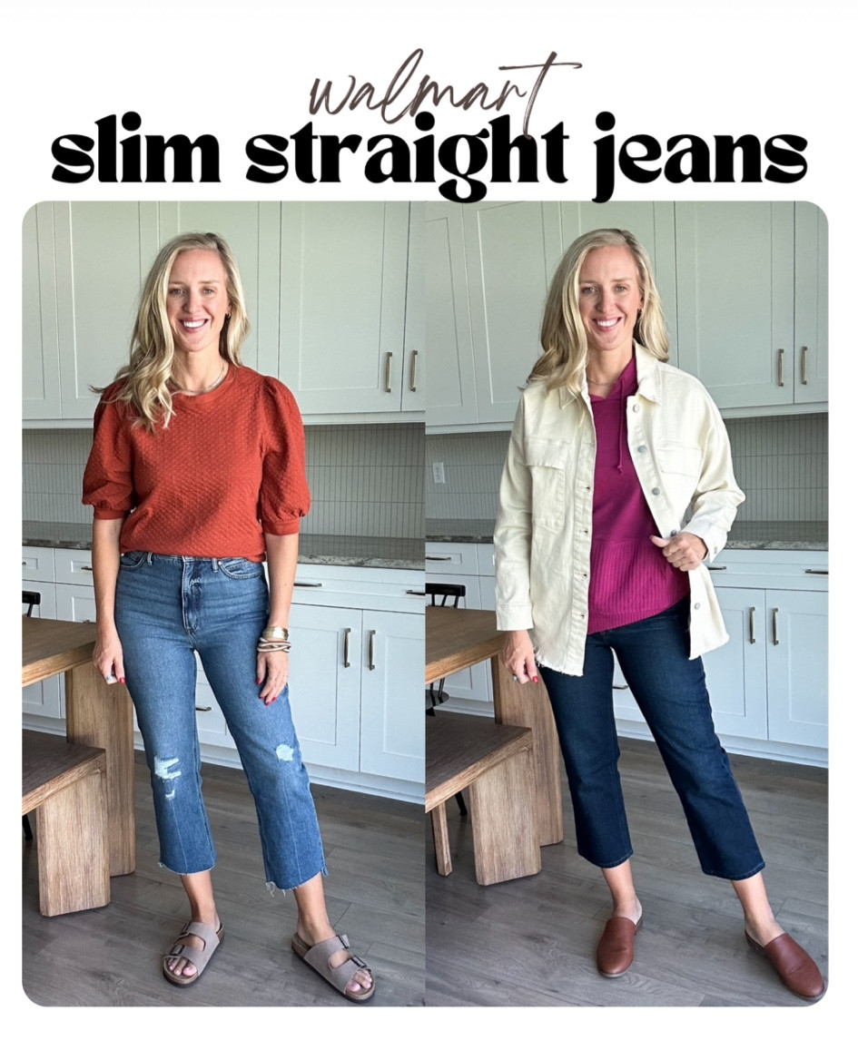 New slim straight jeans at Walmart! High rise, cropped fit, come in two washes and run true to size. #walmartpartner #walmartfashion @walmartfashion

#LTKStyleTip #LTKSeasonal #LTKFindsUnder50