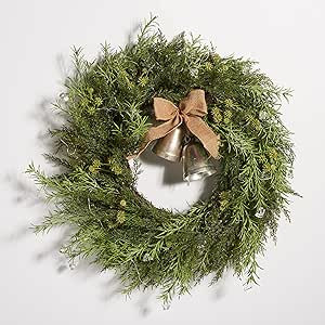 SAFAVIEH Home Collection 22-inch Decorative Artificial Pine Wreath with Gold Bells LED Light (Ful... | Amazon (US)