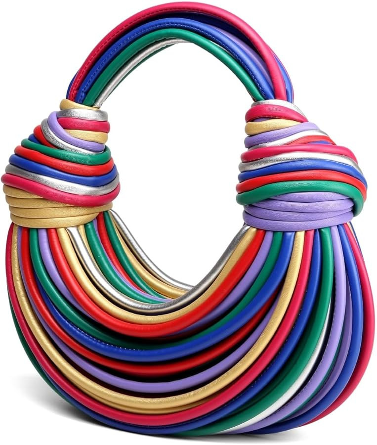 Basket-Woven multi color top handle bag noddle purse underarm bag handbag zip closure handbag sho... | Amazon (US)