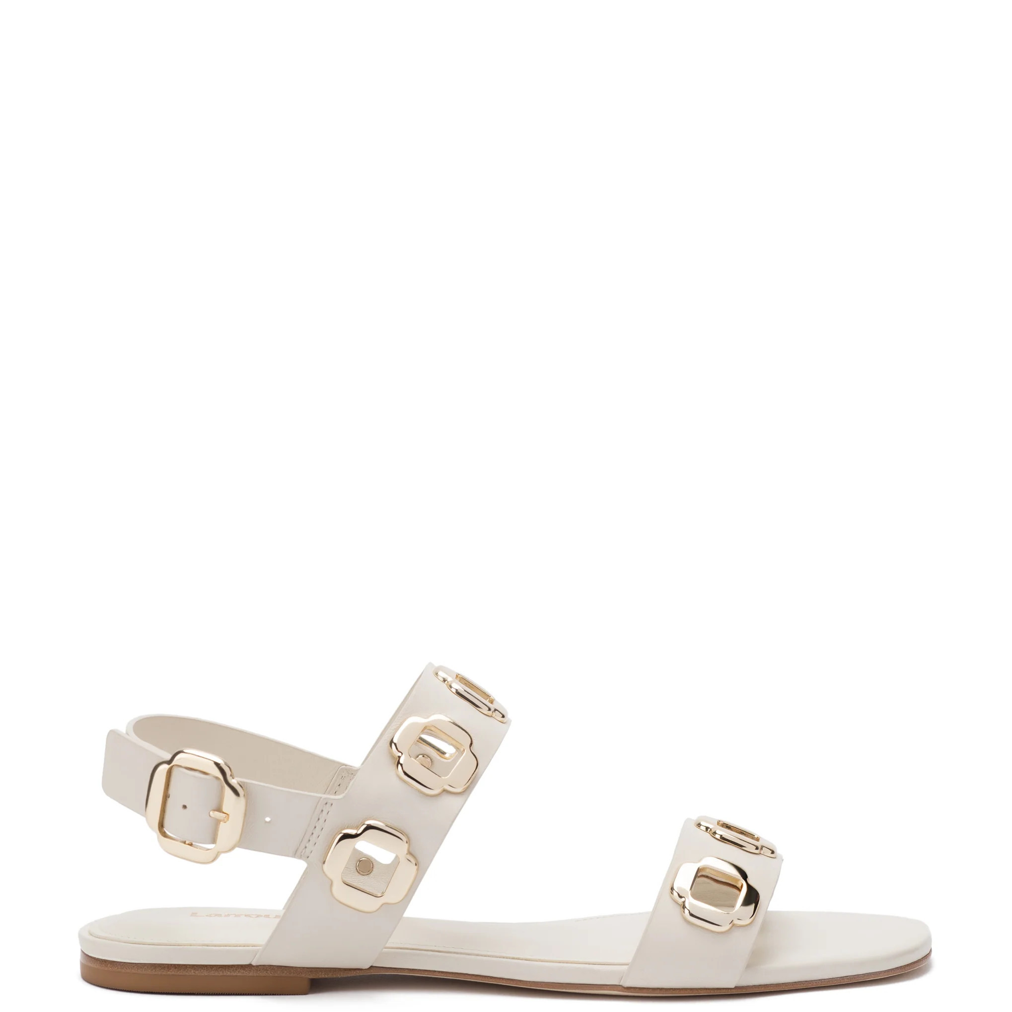Milan Flat Sandal In Ivory Leather | Larroude