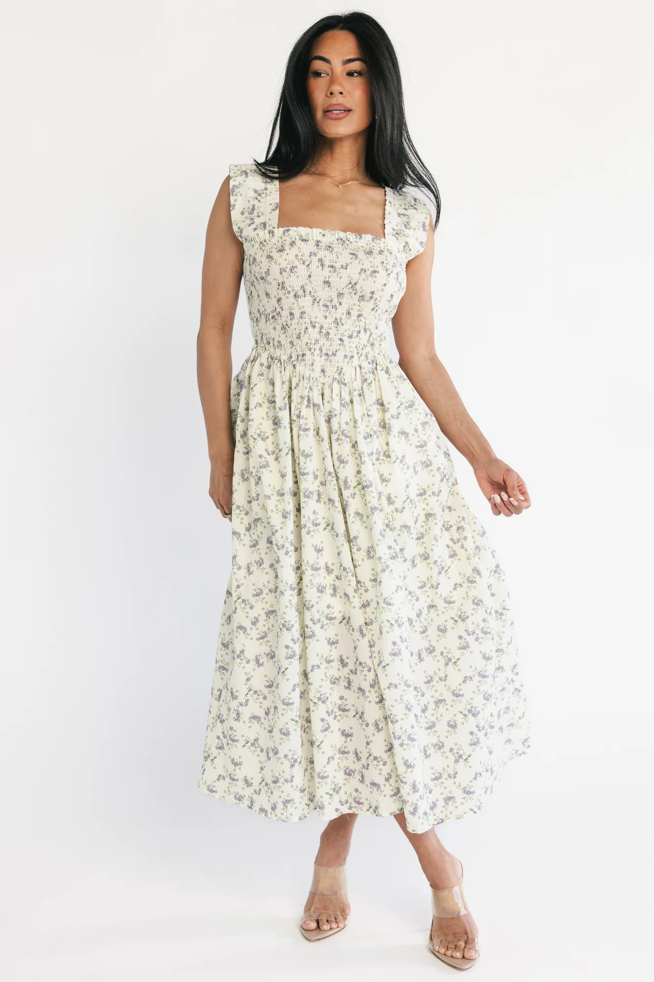Fawn Midi Dress — Cream & Lavender Floral | Baltic Born | Baltic Born