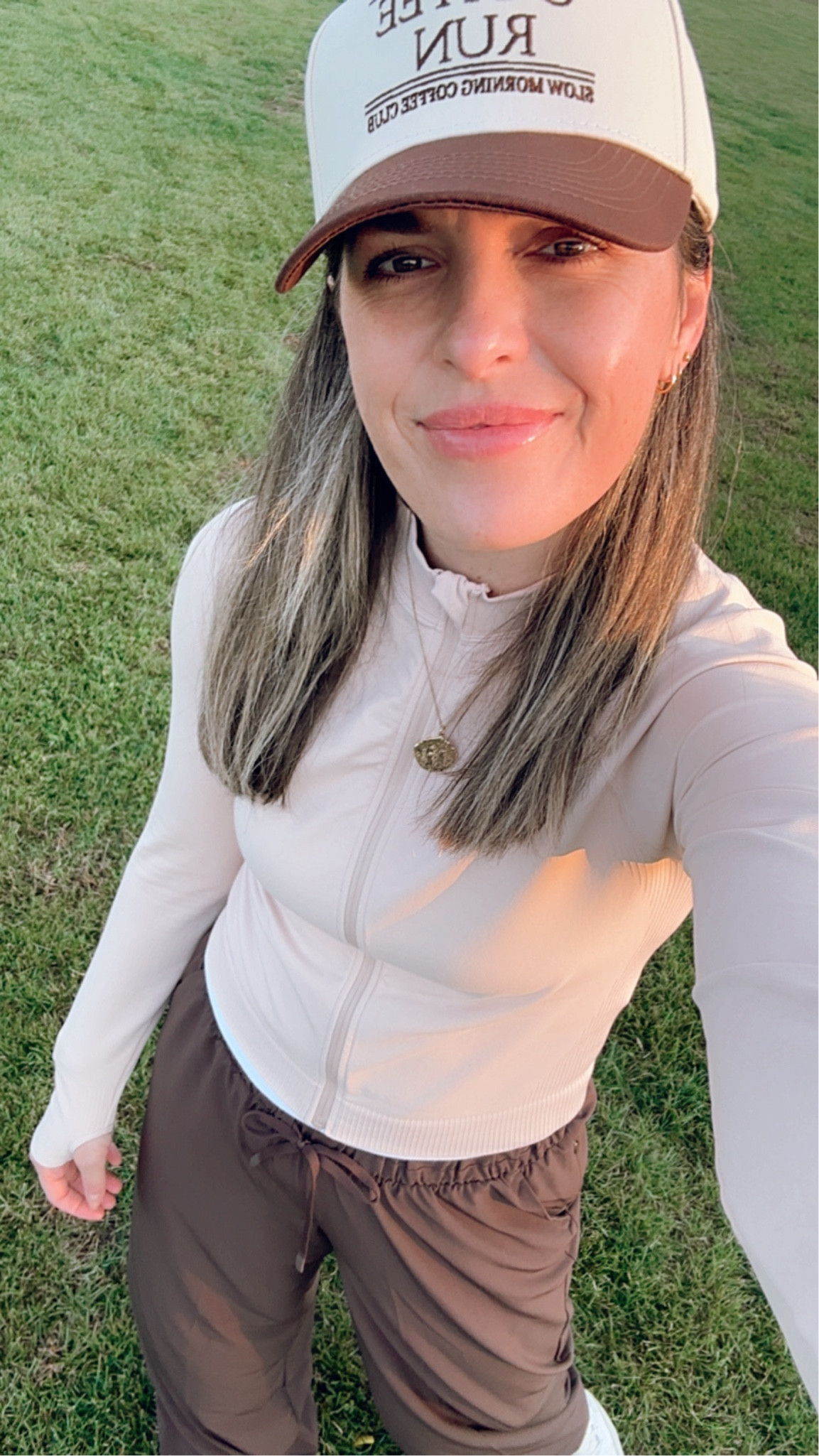 Saturday morning outfit. Weekend outfit. Soccer mom. Mom outfit. Mom chic. Casual chic. Target style. Activewear. Target active. Neutrals. Brown and beige. Trucker hat  

#LTKStyleTip #LTKActive #LTKMidsize