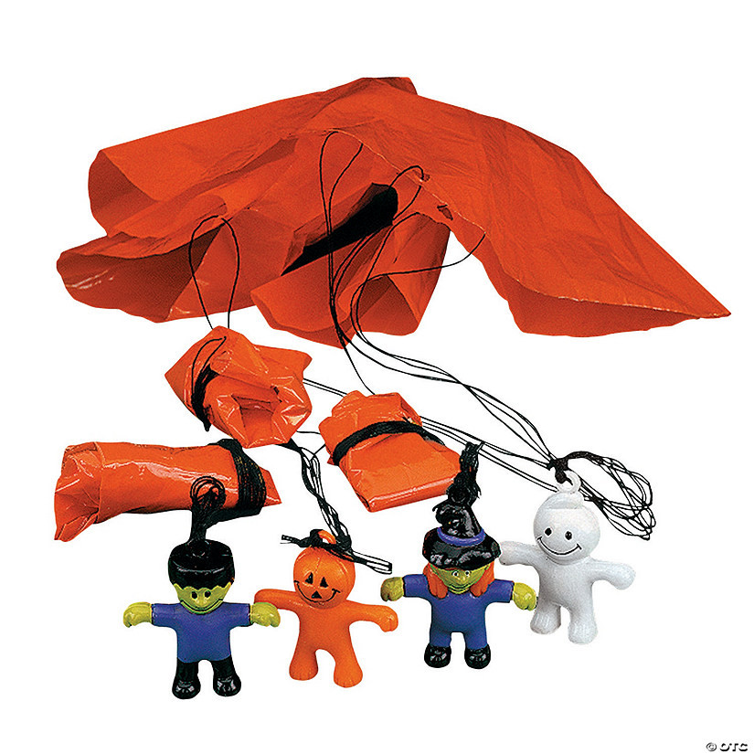 1 1/4" Bulk 48 Pc. Mini Halloween Character Vinyl Paratroopers | Oriental Trading Company
