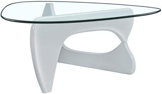 HomSof Triangle Coffee Vintage End Sofa Side Table Solid Wood Base Clear Top, White 0.47" Thick G... | Amazon (US)