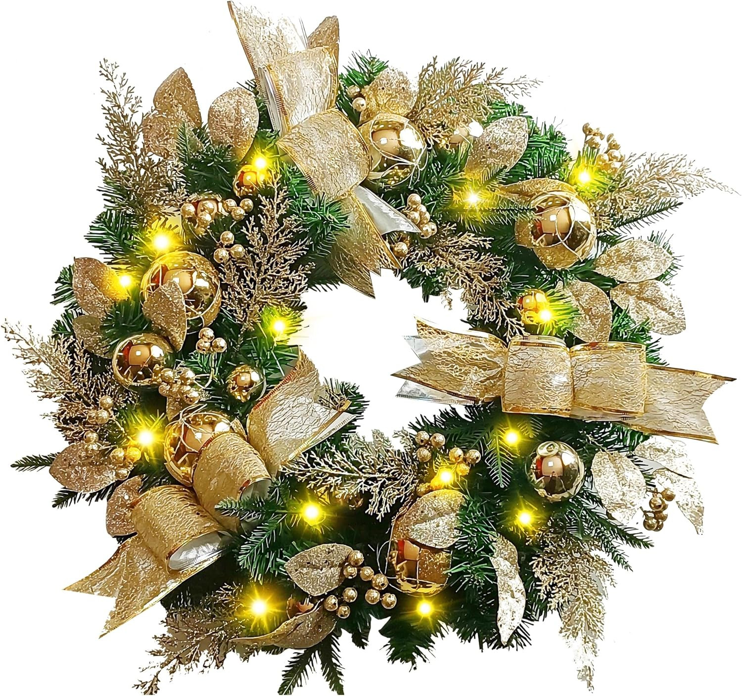 yoyomax Christmas Wreath, Pre-Lit Artificial Christmas Wreath for Indoor Outdoor Christmas Decora... | Amazon (US)