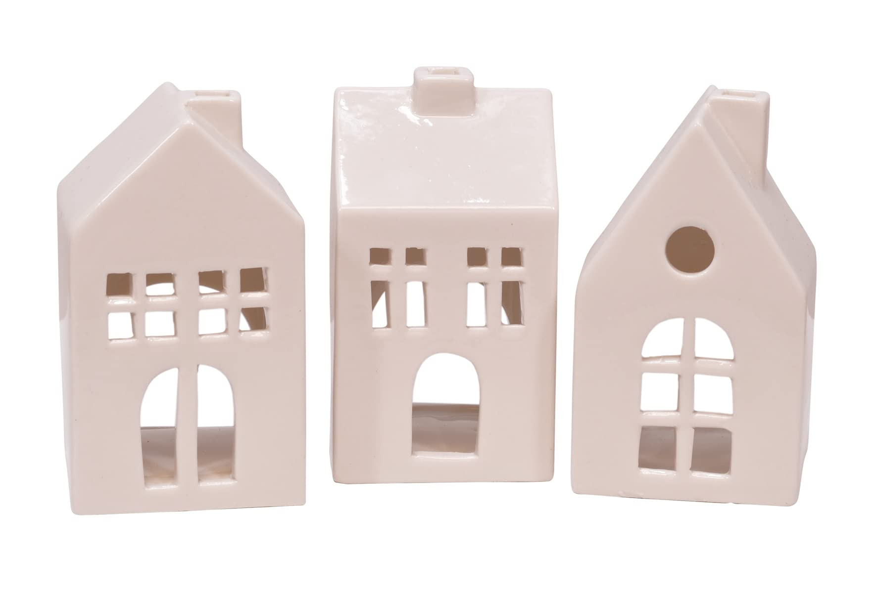 Mark Feldstein & Associates Glazed Porcelain Mini Village Houses, Set of 3, White, 4 Inch | Amazon (US)