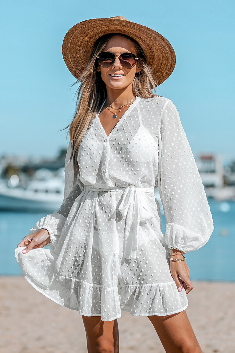 Nikita Belted Clip Dot Cover-Up Dress - S | Cupshe US