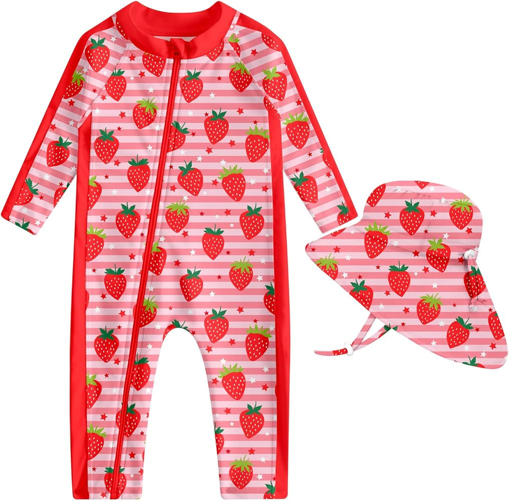 UNIFACO Baby Boy Swimsuit UPF 50+ Sun Protection One Piece Zip Bathing Suit with Sun Hat Infant S... | Amazon (US)