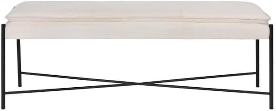 Safavieh Home Kara 50-inch Light Beige and Black Cushioned X-Bench | Amazon (US)
