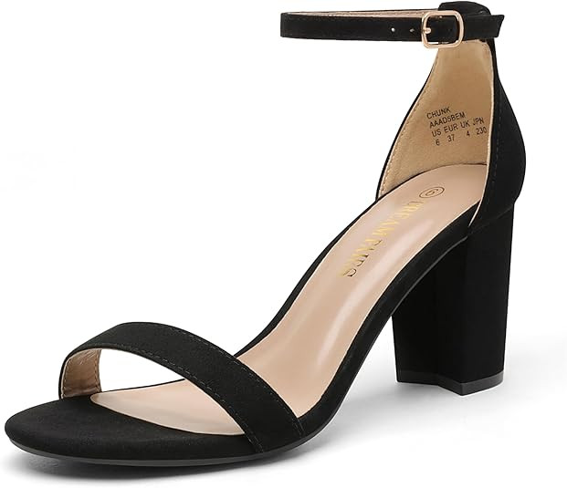 Amazon.com | DREAM PAIRS Women's Chunk Low Heel Pump Sandals,Size 11,Black/Suede,CHUNK | Heeled S... | Amazon (US)