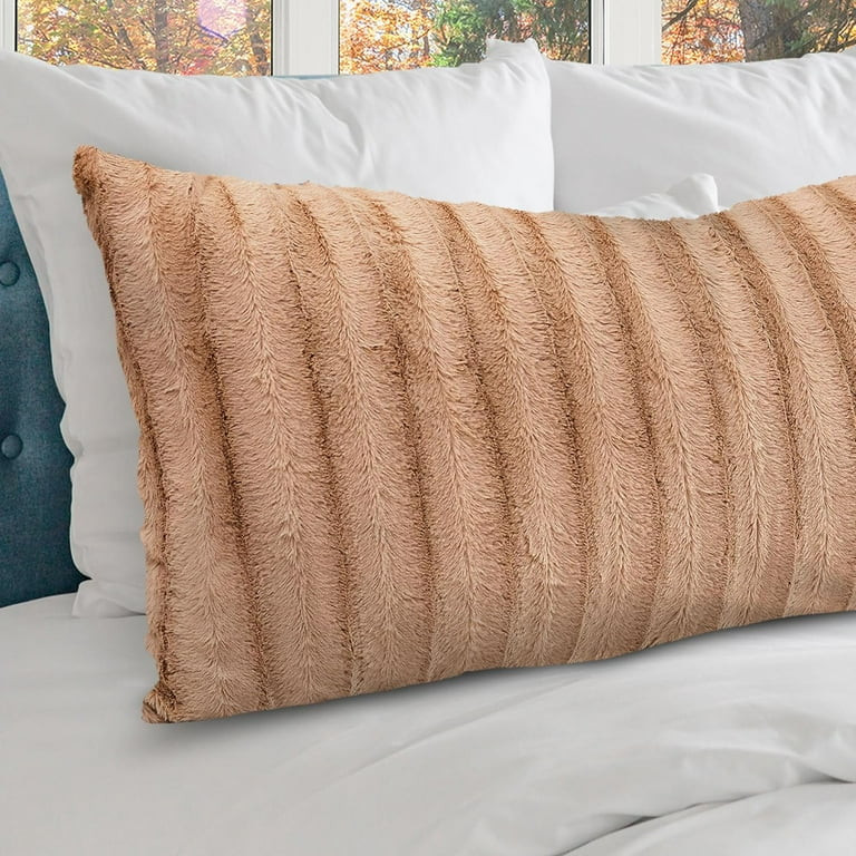Faux Fur Long Body Pillow  - Reversible Ultra Soft Decorative Lumbar Throw Pillow for Bed, Couch,... | Walmart (US)