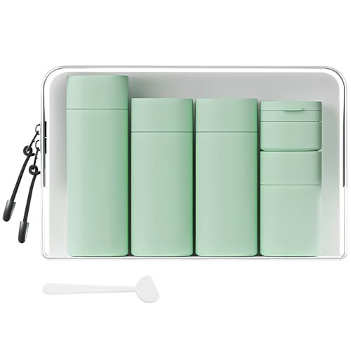 Travel Bottles for Toiletries, 5 Pack Travel Size Containers, TSA Approved Leak Proof Refillable Portable Travel Toiletry Bottles Set with Clear Toiletry Bag for Shampoo Conditioner, Lotion (Green) | Amazon (US)