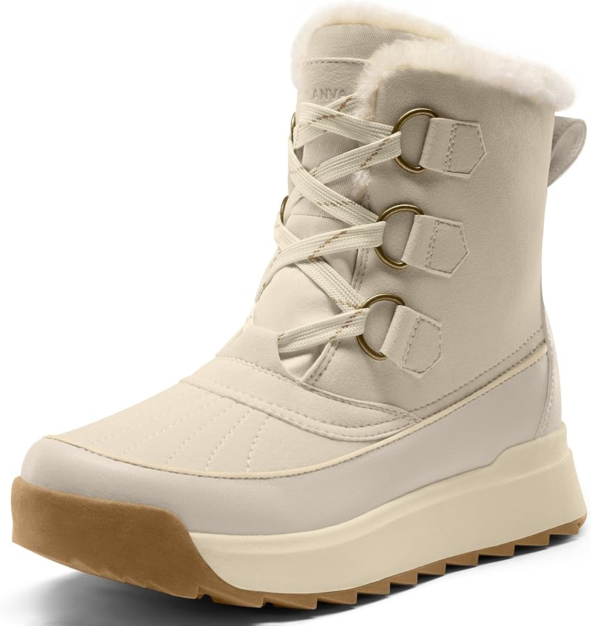 Vilanva Winter Snow Boots for Women Faux Fur Collar Ankle Booties Warm Microfleece Lining with An... | Amazon (US)