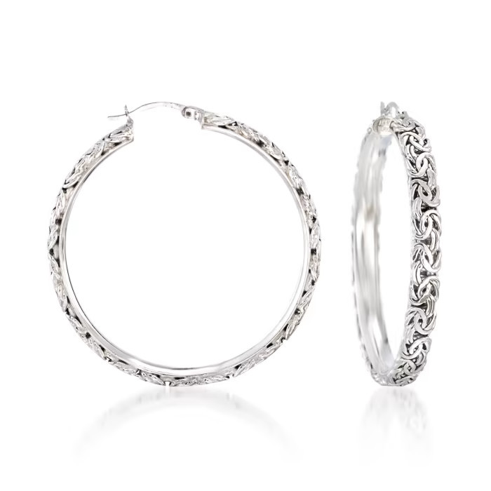 Sterling Silver Extra-Large Byzantine Hoop Earrings. 1 7/8" | Ross-Simons