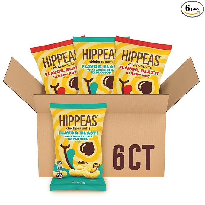 Hippeas Chickpea Puffs, Flavor Blast Variety Pack: Vegan White Cheddar Explosion and Blazin' Hot ... | Amazon (US)