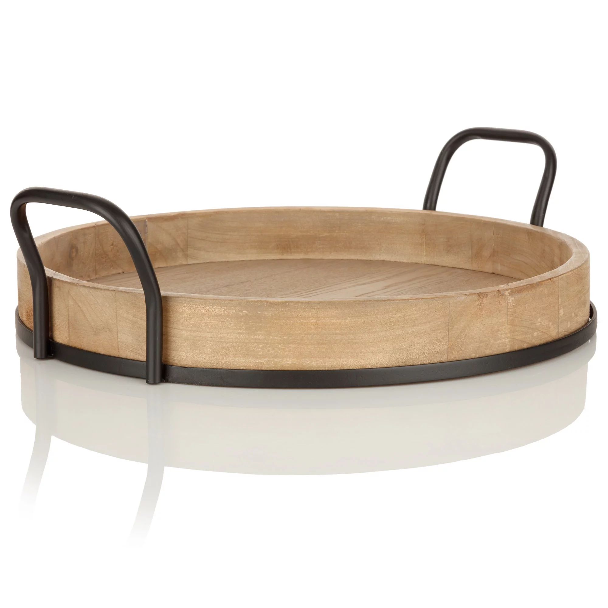 Better Homes & Gardens Round Wood Serving Tray with Handles, 18.5" x 17" | Walmart (US)