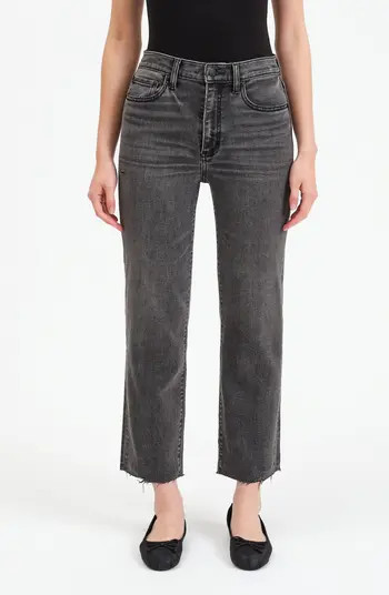 DAZE Straight Up Raw Hem High Waist Ankle Straight Leg Jeans | Nordstrom | Nordstrom