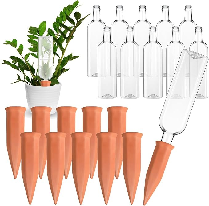 Dandat Plant Watering Devices, 10 Terracotta Watering Spikes 10 Pcs 34 oz Plastic Bottles, Self W... | Amazon (US)