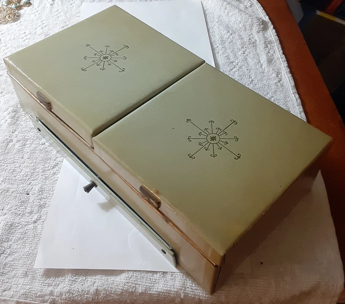 Vintage Lady Buxton Double Top Jewelry Box w Drawer & Velvet Compartments no key | eBay US