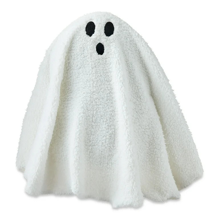 Ghost Sherpa Pillow, White, 17", Halloween by Way To Celebrate | Walmart (US)