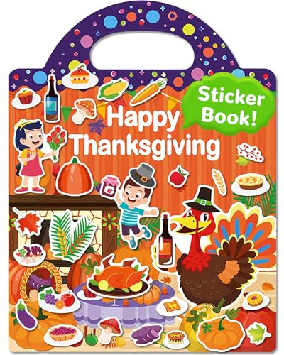 Thanksgiving Sticker Books for Kids, Thanksgiving Gifts Reusable Sticker Books for Toddlers 1-3, 2-4, Thanksgiving Travel Toys Acticities Crafts Birthday Gifts for Boys Girls Kids | Amazon (US)