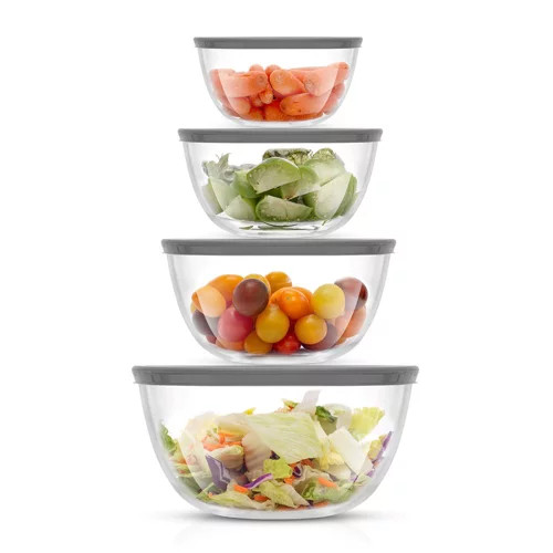 JoyJolt JoyFul 4 Kitchen Glass Food Mixing Bowls With Lids | Target