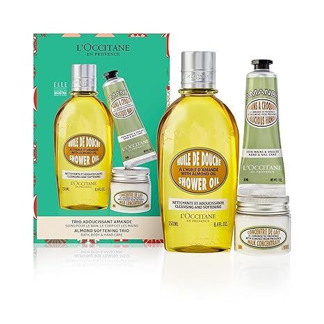 L'Occitane Almond Skin Softening Trio: Best Holiday Gift Set With Cleansing Almond Shower Oil Bod... | Amazon (US)