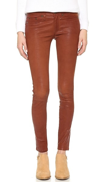 Rag & Bone/Jean The Leather Skinny Pants - Washed Cognac | Shopbop