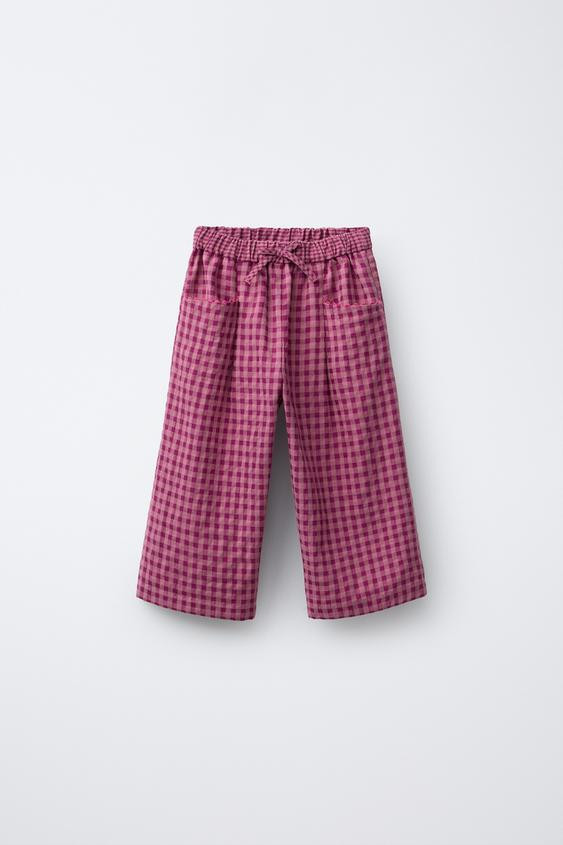 VICHY CHECK STRAIGHT-LEG PANTS | Zara US