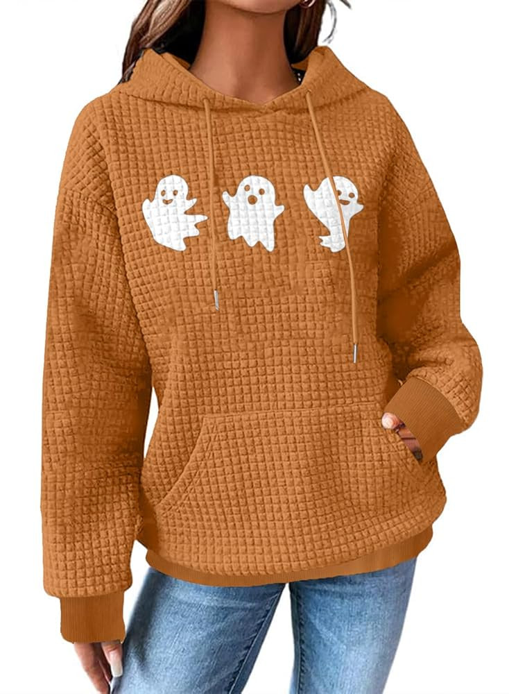 FRYAID Halloween Hoodies Women Spooky Season Sweatshirt Halloween Ghost Shirt Pumpkin Face Sweate... | Amazon (US)