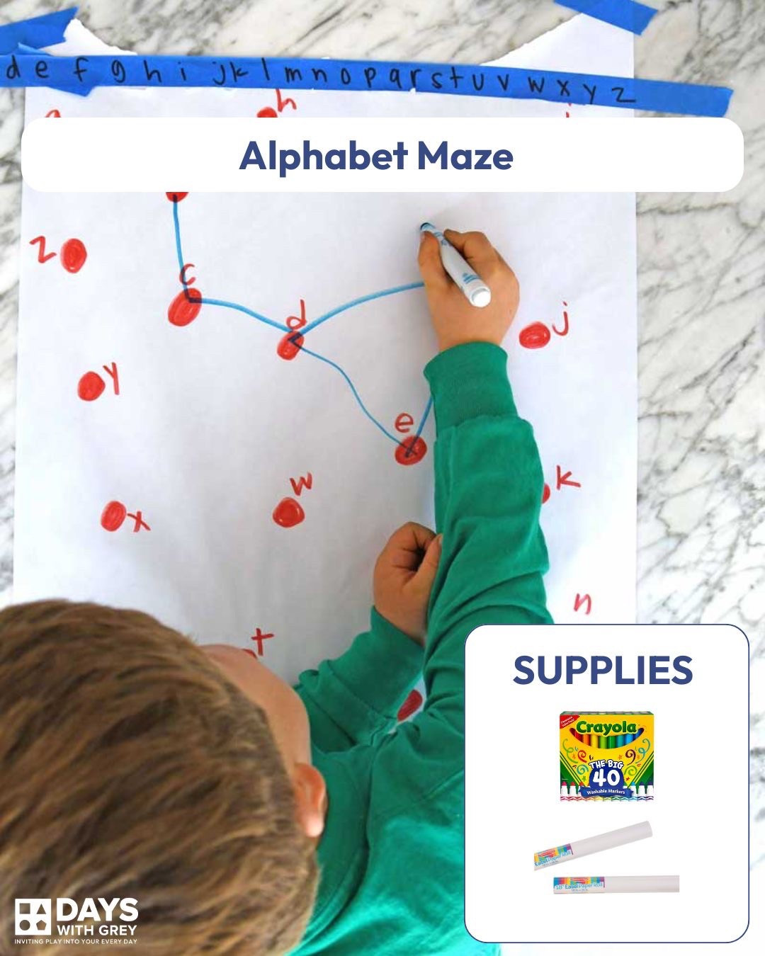 The giant alphabet dot-to-dot is a fun way to review alphabetical order and practice pencil grip with toddlers and preschoolers! Give it a try- it takes just a second to set up but is a great way to engage with your child. 

#LTKFamily #LTKFindsUnder50 #LTKKids