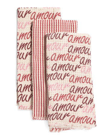 Set Of 3 Amour Kitchen Towels | TJ Maxx