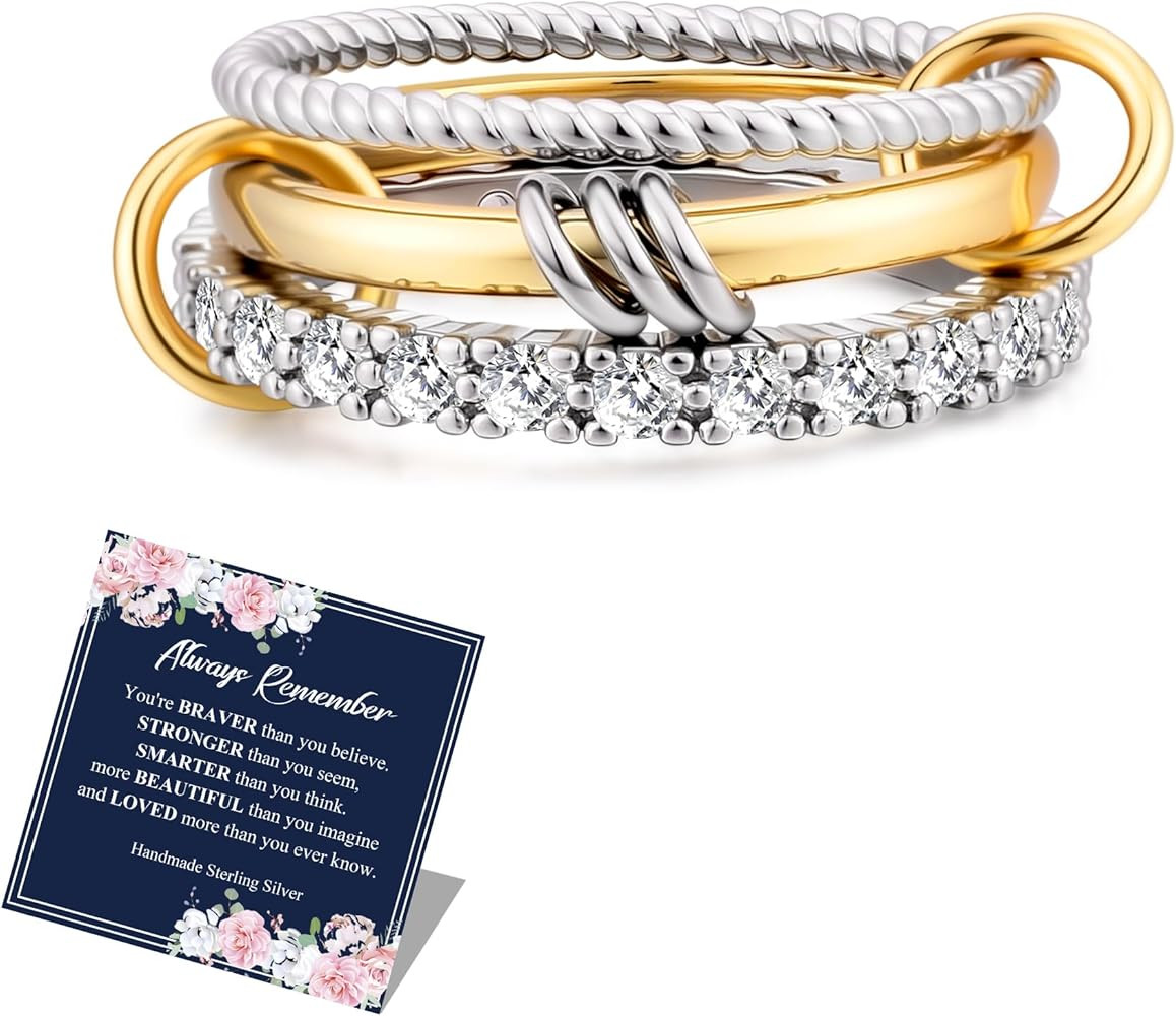 OOOPEL Gold Stackable Rings for Women Non Tarnish 14K Gold Plated Rings and 925 Sterling Silver C... | Amazon (US)