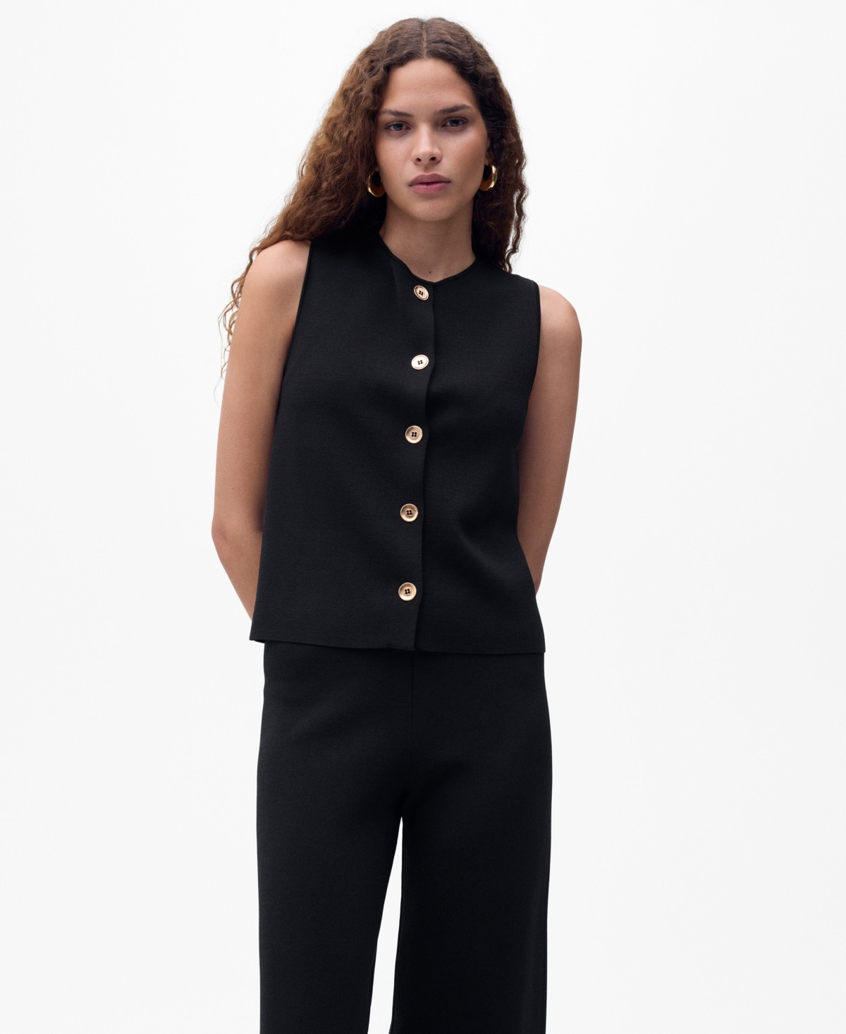 Mango Women's Fine-Knit Gilet - Black | Macy's
