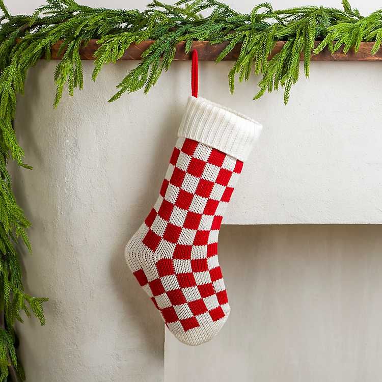 New! Red and White Checkered Stocking | Kirkland's Home