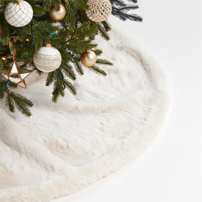 Winter White Faux Fur Christmas Tree Skirt + Reviews | Crate & Barrel | Crate & Barrel