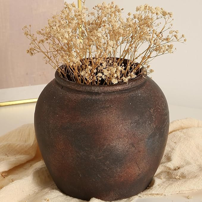 Farmhouse Vase for Home Decor, Vintage Rustic Terracotta Flower Vase Suitable for Home Decor, Liv... | Amazon (US)