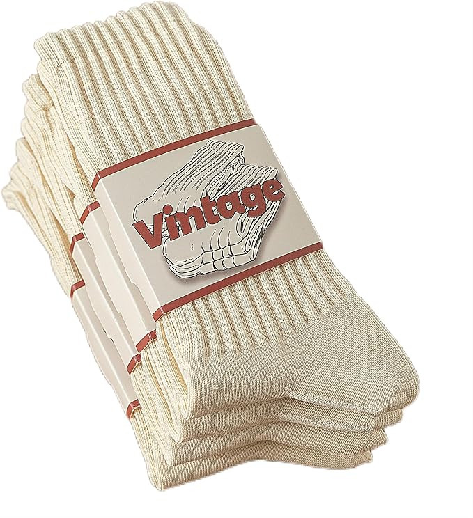4 Pairs Natural 98% Cotton Crew Socks - Seamless, Breathable, Cozy Fall & Winter Socks for Women ... | Amazon (US)