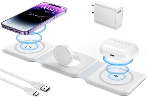 Wireless Charger 3 in 1, Magnetic Foldable Wireless Charging Station for iPhone 14/13/12/11 Pro M... | Amazon (US)