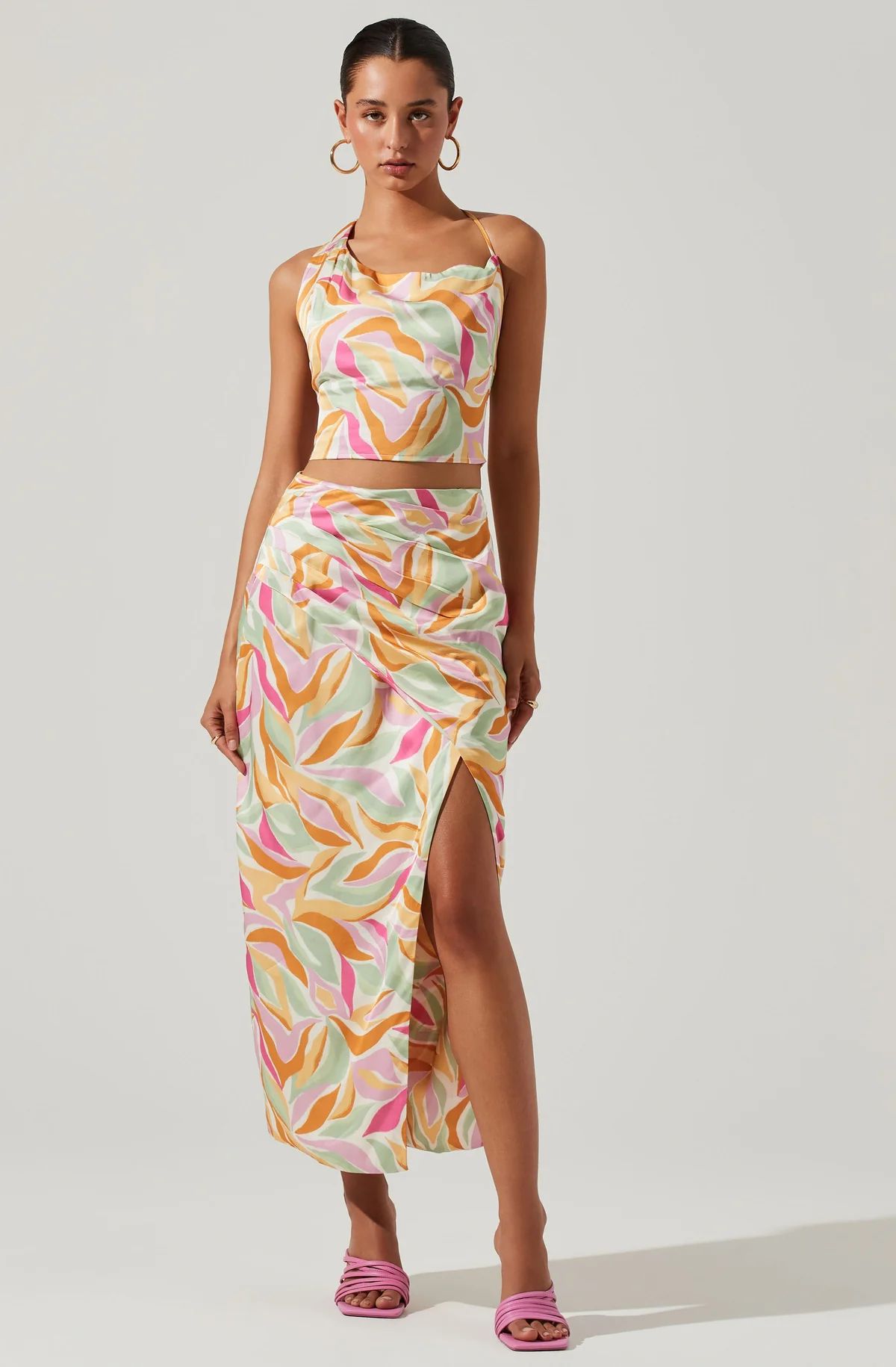Loretta Abstract Print Midi Skirt | ASTR The Label (US)