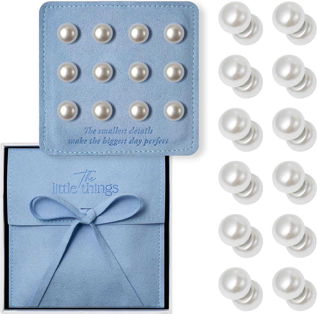 Maplefield Double-Sided Pearl Veil Weights - 12 Count Pearl White Suede - Strong Magnetic Non-Dam... | Amazon (US)