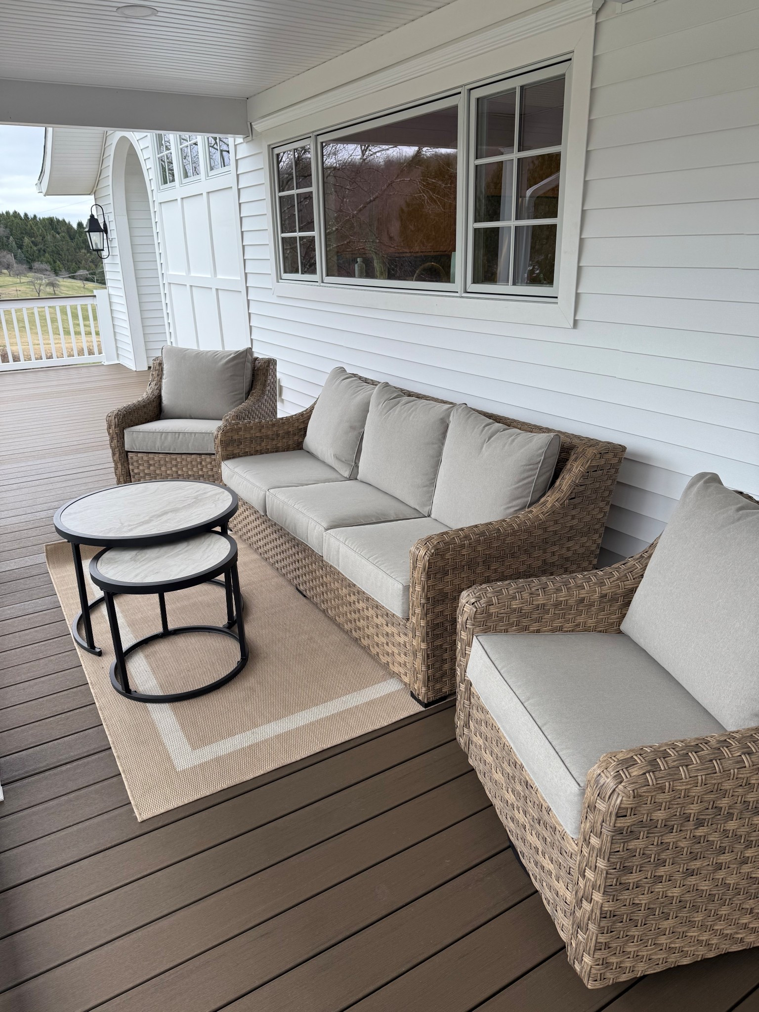 The perfect patio set!!! Still need to add throw pillows, plants, and update the rug! 🤍🖤

#LTKHome #LTKSeasonal