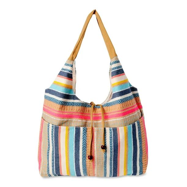 Time and Tru Woven Beach Tote and Pouch | Walmart (US)