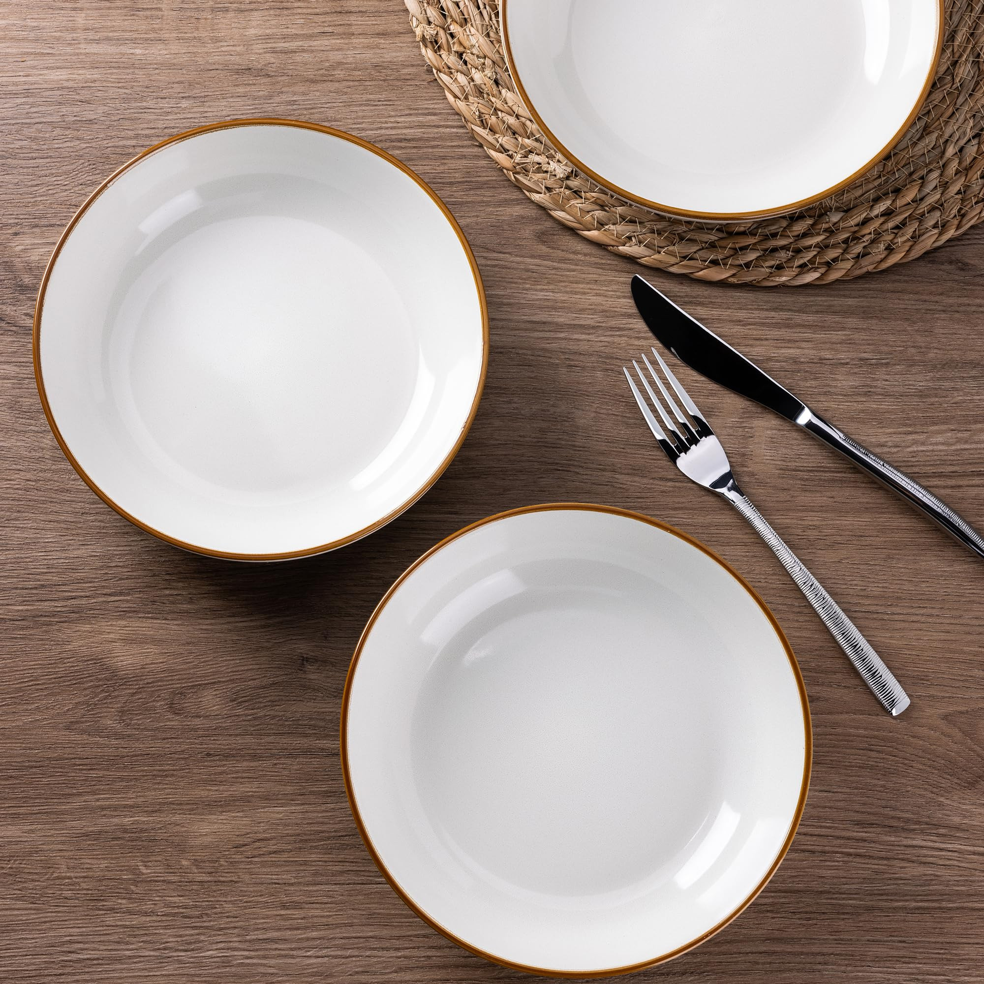 AmorArc 8.5'' Large Pasta Bowls, 36oz Ceramic Salad Serving Bowls Set of 4 for Kitchen, Wide Ston... | Amazon (US)