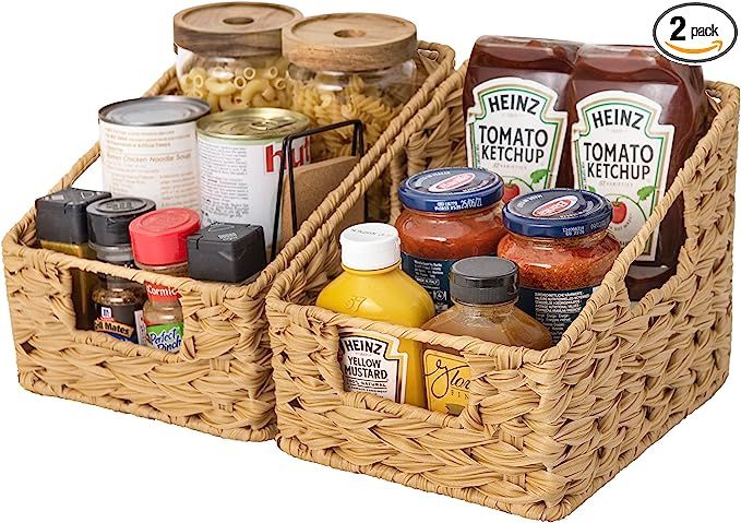 GRANNY SAYS Wicker Basket with Handles, Trapezoid Decorative Baskets, Woven Storage Baskets for S... | Amazon (US)